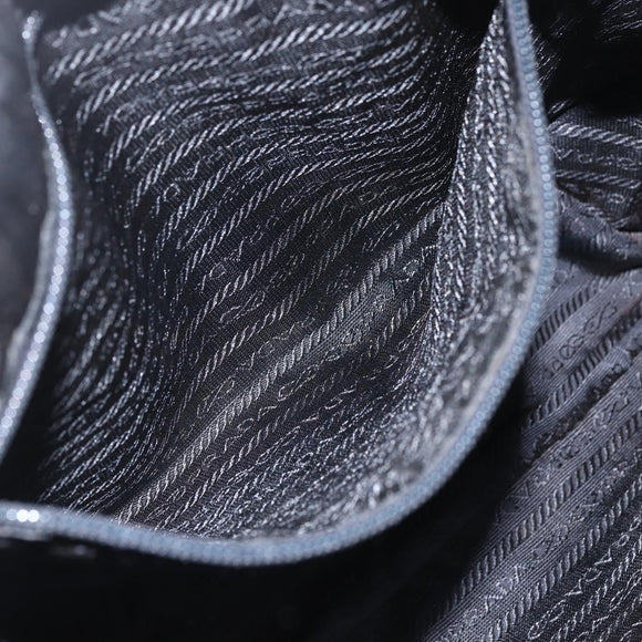 PRADA Shoulder Bag Nylon Leather Black Silver Auth ka1204