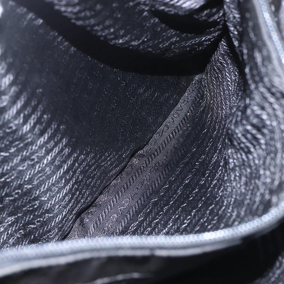 PRADA Shoulder Bag Nylon Leather Black Silver Auth ka1204