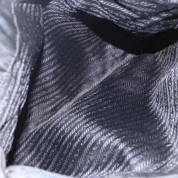 PRADA Shoulder Bag Nylon Leather Black Silver Auth ka1204