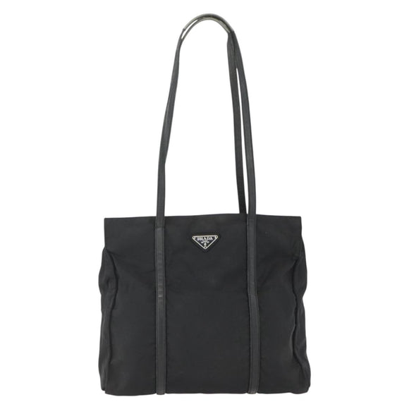 PRADA Shoulder Bag Nylon Leather Black Silver Auth ka1204
