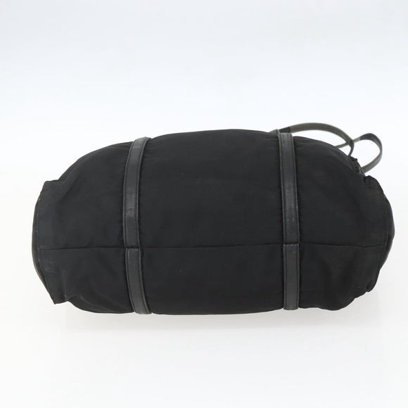 PRADA Shoulder Bag Nylon Leather Black Silver Auth ka1204