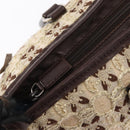 PRADA Bow Crockett Hand Bag Canvas Beige Gold Auth ka121-15