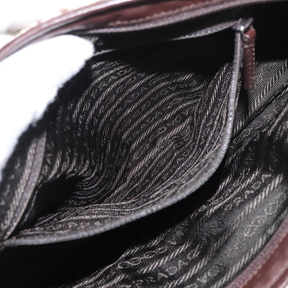 PRADA Bow Crockett Hand Bag Canvas Beige Gold Auth ka121