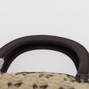 PRADA Bow Crockett Hand Bag Canvas Beige Gold Auth ka121-8