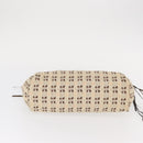 PRADA Bow Crockett Hand Bag Canvas Beige Gold Auth ka121-9