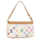 LOUIS VUITTON Multicolor Pochette Accessoires Pouch White M92649 LV Auth ka1216A-1