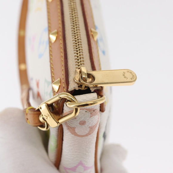LOUIS VUITTON Multicolor Pochette Accessoires Pouch White M92649 LV Auth ka1216A