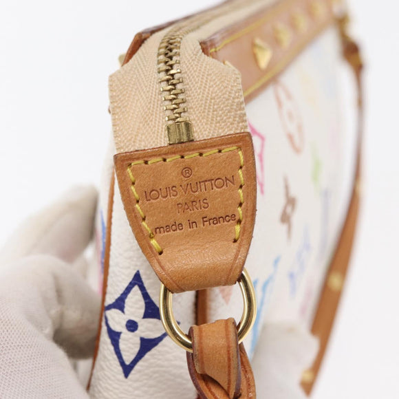 LOUIS VUITTON Multicolor Pochette Accessoires Pouch White M92649 LV Auth ka1216A