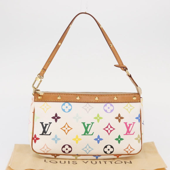 LOUIS VUITTON Multicolor Pochette Accessoires Pouch White M92649 LV Auth ka1216A