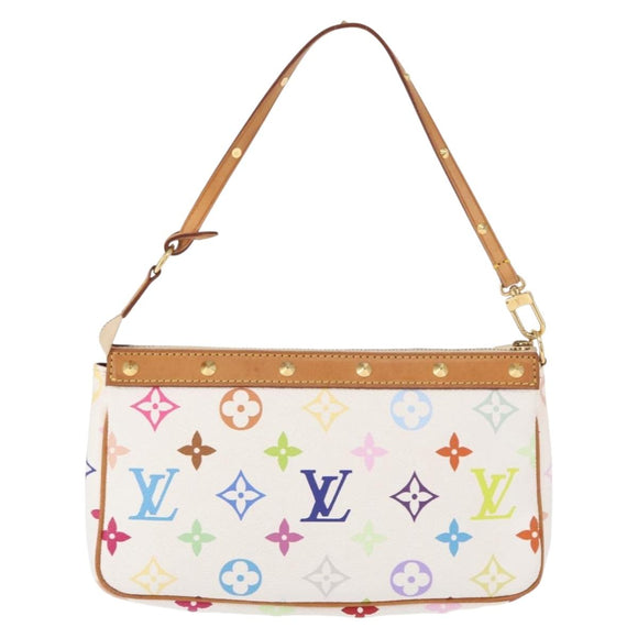 LOUIS VUITTON Multicolor Pochette Accessoires Pouch White M92649 LV Auth ka1216A