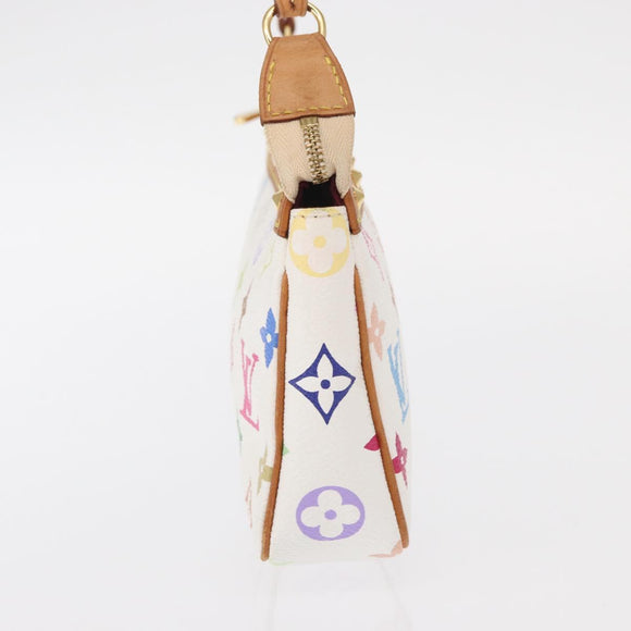 LOUIS VUITTON Multicolor Pochette Accessoires Pouch White M92649 LV Auth ka1216A