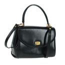 BALLY Hand Bag Leather 2way Gold Black Auth ka1217-1