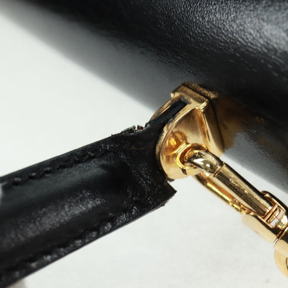 BALLY Hand Bag Leather 2way Gold Black Auth ka1217