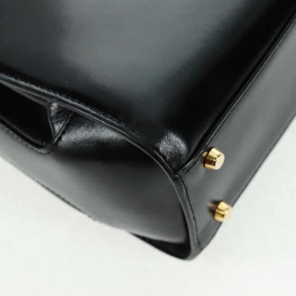 BALLY Hand Bag Leather 2way Gold Black Auth ka1217