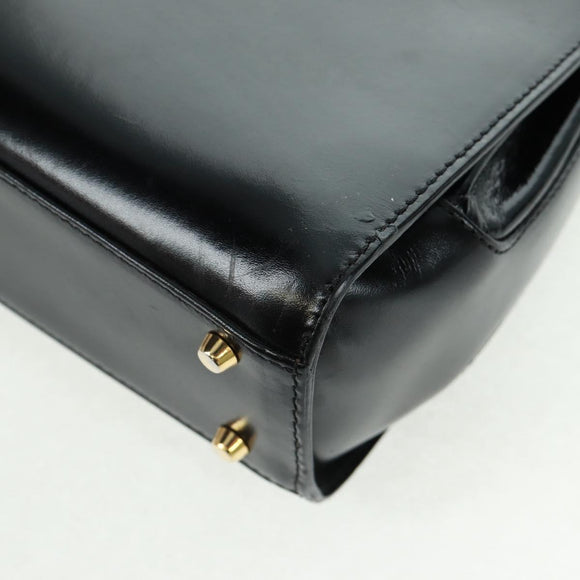 BALLY Hand Bag Leather 2way Gold Black Auth ka1217