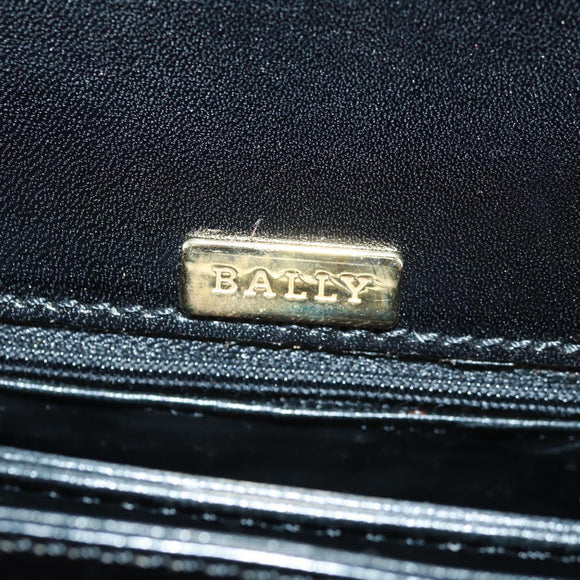 BALLY Hand Bag Leather 2way Gold Black Auth ka1217