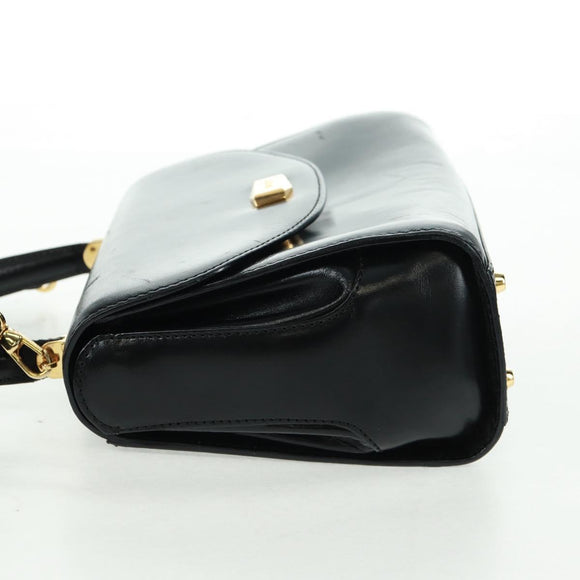 BALLY Hand Bag Leather 2way Gold Black Auth ka1217