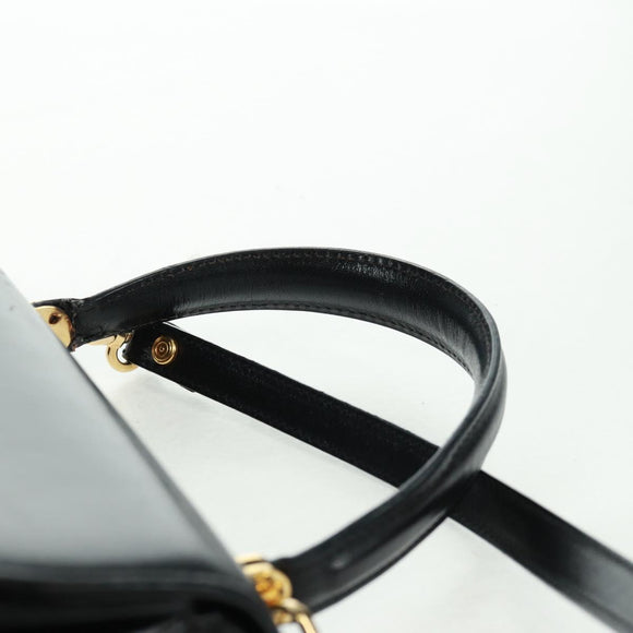 BALLY Hand Bag Leather 2way Gold Black Auth ka1217