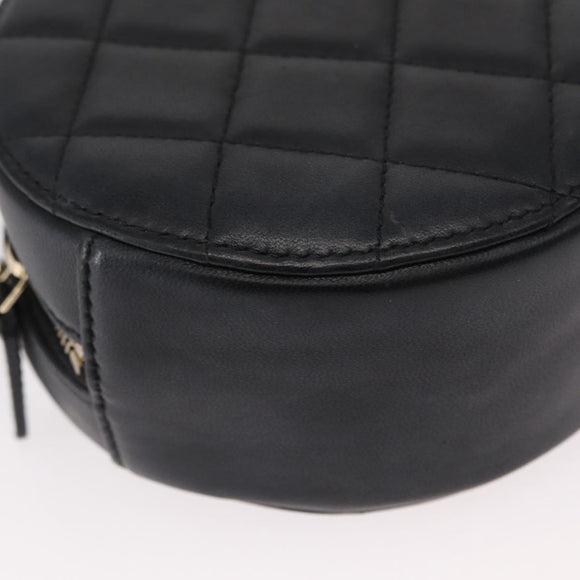 CHANEL Matelasse Shoulder Bag Lamb Skin Black Gold CC Auth ka1221SAV