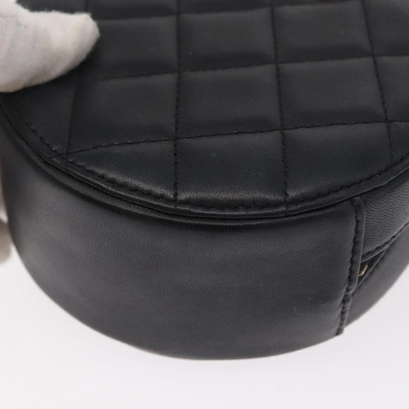 CHANEL Matelasse Shoulder Bag Lamb Skin Black Gold CC Auth ka1221SAV