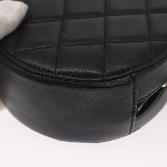 CHANEL Matelasse Shoulder Bag Lamb Skin Black Gold CC Auth ka1221SAV