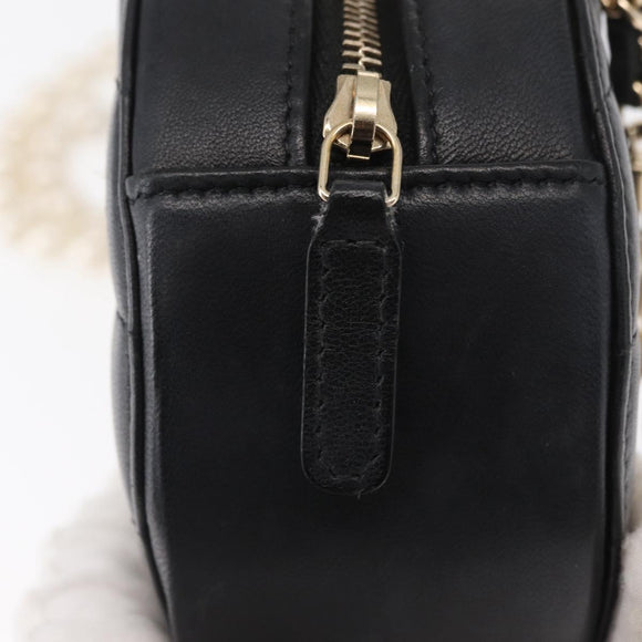 CHANEL Matelasse Shoulder Bag Lamb Skin Black Gold CC Auth ka1221SAV