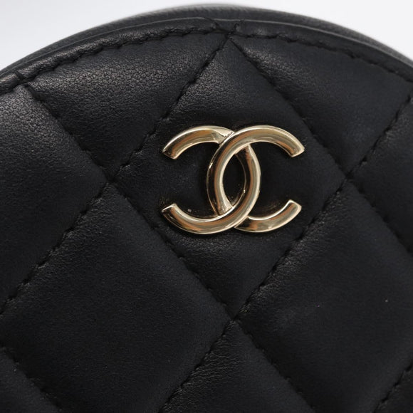 CHANEL Matelasse Shoulder Bag Lamb Skin Black Gold CC Auth ka1221SAV