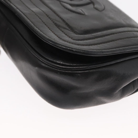 CHANEL Shoulder Bag Lamb Skin Black CC Auth ka1222