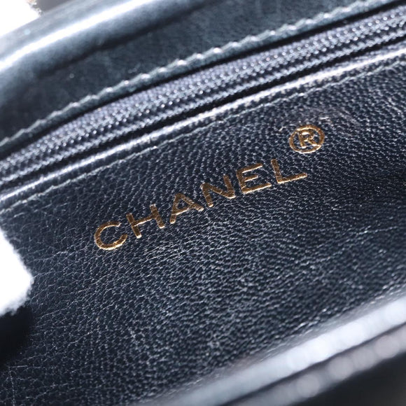CHANEL Shoulder Bag Lamb Skin Black CC Auth ka1222