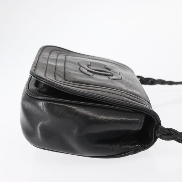 CHANEL Shoulder Bag Lamb Skin Black CC Auth ka1222