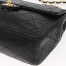 CHANEL Matelasse 20 Chain Shoulder Bag Lamb Skin Black Gold CC Auth ka1223SAV-15