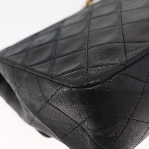 CHANEL Matelasse 20 Chain Shoulder Bag Lamb Skin Black Gold CC Auth ka1223SAV