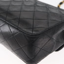 CHANEL Matelasse 20 Chain Shoulder Bag Lamb Skin Black Gold CC Auth ka1223SAV-17