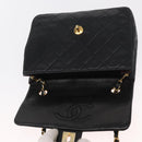 CHANEL Matelasse 20 Chain Shoulder Bag Lamb Skin Black Gold CC Auth ka1223SAV-19