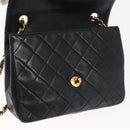 CHANEL Matelasse 20 Chain Shoulder Bag Lamb Skin Black Gold CC Auth ka1223SAV-21