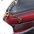 CHANEL Matelasse 20 Chain Shoulder Bag Lamb Skin Black Gold CC Auth ka1223SAV-25