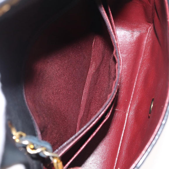 CHANEL Matelasse 20 Chain Shoulder Bag Lamb Skin Black Gold CC Auth ka1223SAV