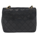 CHANEL Matelasse 20 Chain Shoulder Bag Lamb Skin Black Gold CC Auth ka1223SAV-2