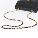 CHANEL Matelasse 20 Chain Shoulder Bag Lamb Skin Black Gold CC Auth ka1223SAV-7