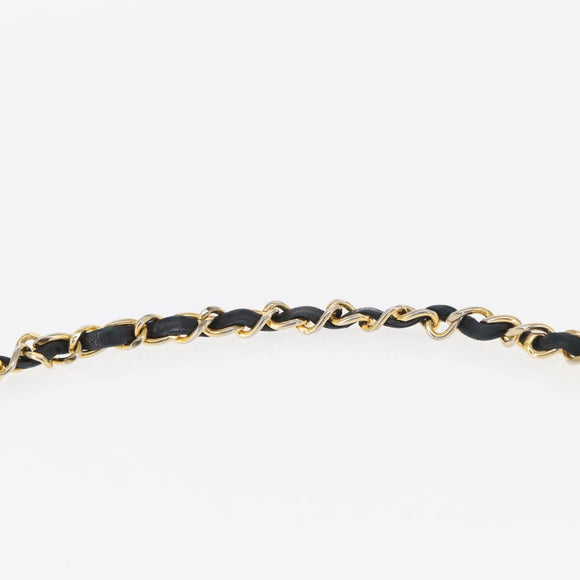 CHANEL Matelasse 20 Chain Shoulder Bag Lamb Skin Black Gold CC Auth ka1223SAV