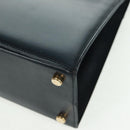 Salvatore Ferragamo Vala Hand Bag Leather 2way Navy Gold Auth ka1224-16