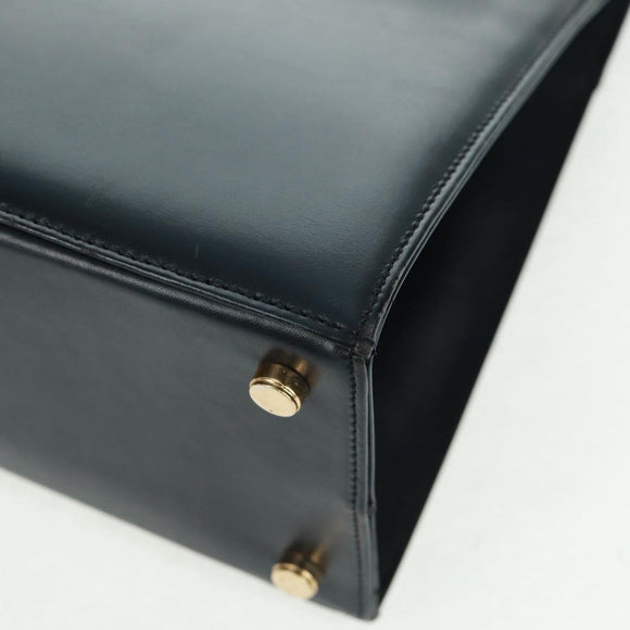 Salvatore Ferragamo Vala Hand Bag Leather 2way Navy Gold Auth ka1224