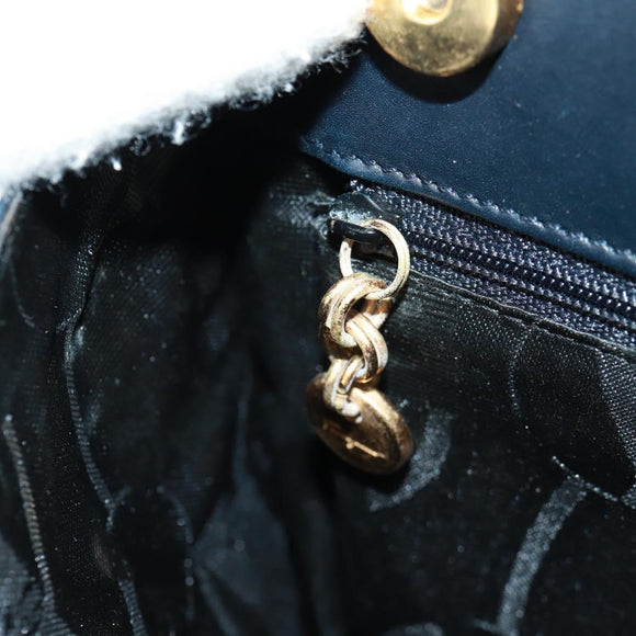 Salvatore Ferragamo Vala Hand Bag Leather 2way Navy Gold Auth ka1224