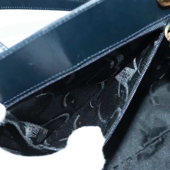 Salvatore Ferragamo Vala Hand Bag Leather 2way Navy Gold Auth ka1224