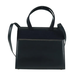 Salvatore Ferragamo Vala Hand Bag Leather 2way Navy Gold Auth ka1224 - 0