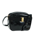 Salvatore Ferragamo Shoulder Bag Patent leather Black Gold Auth ka1226-1