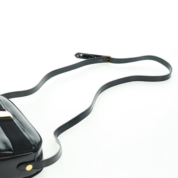 Salvatore Ferragamo Shoulder Bag Patent leather Black Gold Auth ka1226