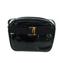 Salvatore Ferragamo Shoulder Bag Patent leather Black Gold Auth ka1226-13