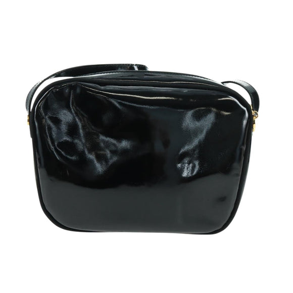 Salvatore Ferragamo Shoulder Bag Patent leather Black Gold Auth ka1226