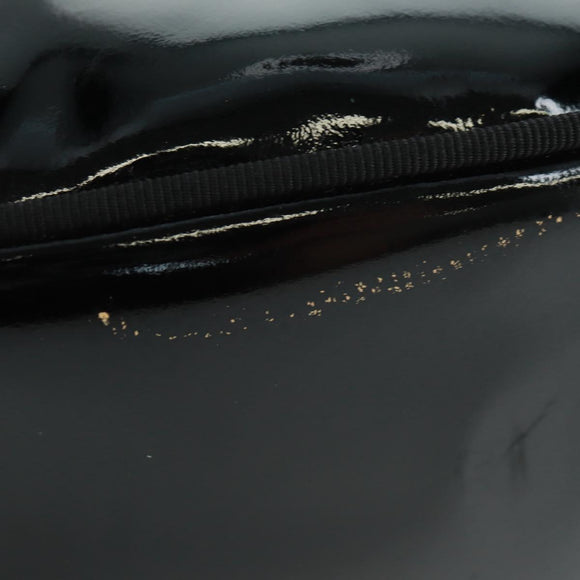 Salvatore Ferragamo Shoulder Bag Patent leather Black Gold Auth ka1226
